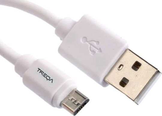 Treqa CA-8431 Редовна USB 2.0 до микро USB кабел Бял 2м (4300090) 1бр