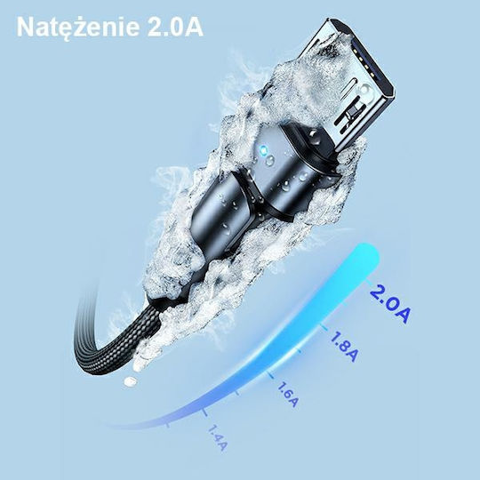 Usams SJ478 Ъгъл (90°) / Плетена USB 2.0 до микро USB кабел Черен 1м (SJ478USB01) 1бр