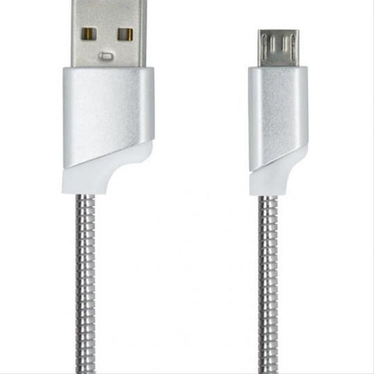 Forever Braided USB 2.0 to micro USB Cable Silver 1m (T_0015067)