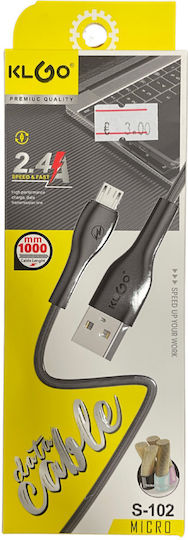 KLGO Braided USB 2.0 to micro USB Cable Μαύρο 1m (S-102)