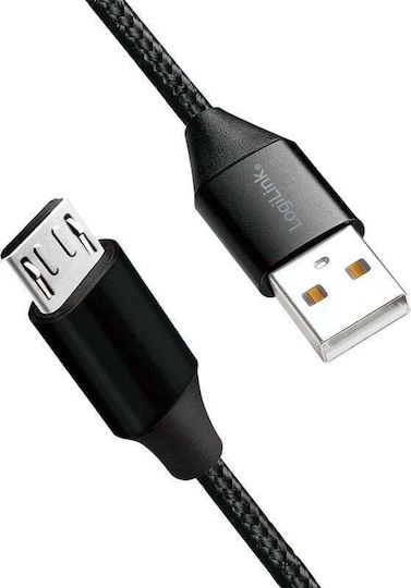 LogiLink Geflochten USB 2.0 auf Micro-USB-Kabel Schwarz 0.3m (CU0143) 1Stück