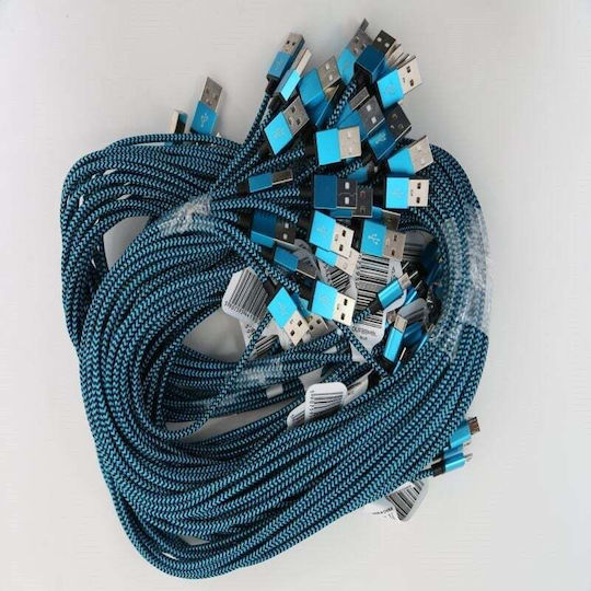 Omega Braided USB 2.0 to micro USB Cable Μπλε 1m