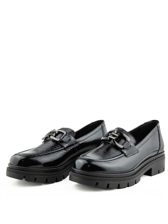 Ragazza Patent Leather Women's Moccasins in Black Color