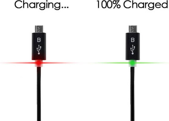 Ancus LED Regular USB 2.0 to micro USB Cable Μαύρο 1m