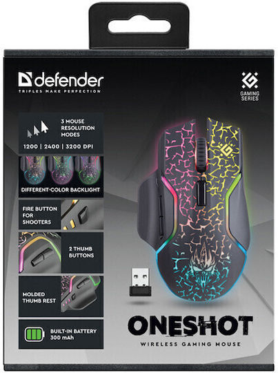 Defender GM-067 Ασύρματο RGB Gaming Ποντίκι 3200 DPI Μαύρο