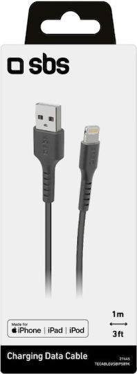 SBS USB to Lightning Cable Μαύρο 1m (TECABLEUSBIP589K)