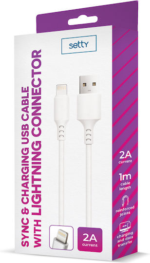 Setty USB-A to Lightning Cable 18W Λευκό 1m