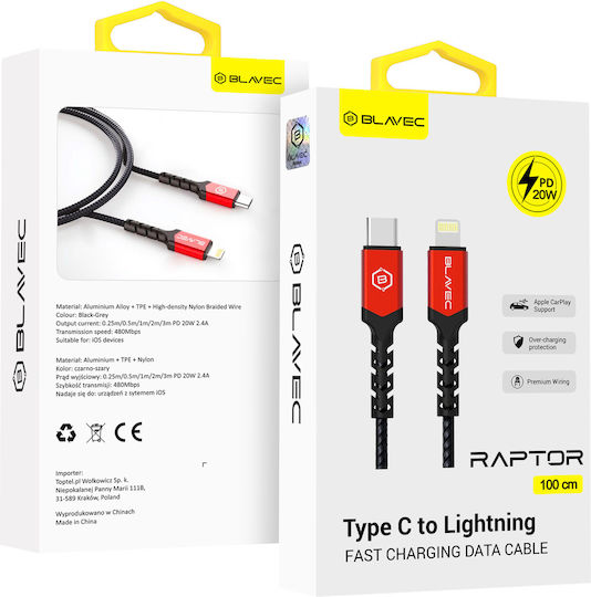 Blavec Blavec Regular la Cablu Lightning 20W Negru 1m
