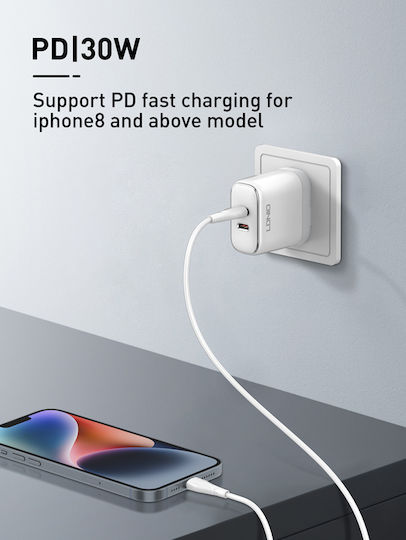 Ldnio USB-C to Lightning Cable 30W Λευκό 1m (LC611)