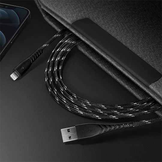 Energea C89 Braided USB-A to Lightning Cable Black 1.5m