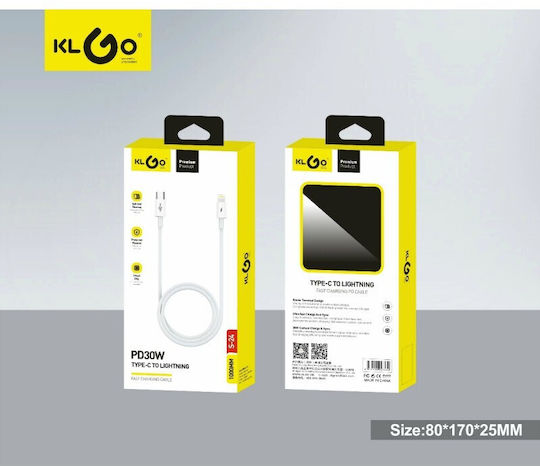 KLGO S-24 USB-C to Lightning Cable 18W Λευκό 1m