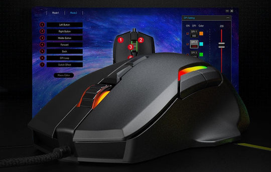 Inphic PG7 RGB Gaming Ποντίκι 10000 DPI Μαύρο