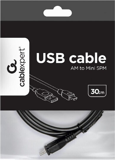 Cablexpert USB 2.0 Cable USB-A male - mini USB-A male Μαύρο 0.3m 072-01-001648