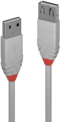 Lindy USB 2.0 Kabel USB-A-Stecker - USB-A-Buchse Gray 2m 36713