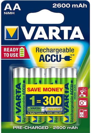 Varta Recharge Accu Power Baterii Reîncărcabile AA Ni-MH 2600mAh 1.2V 4buc