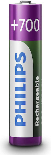 Philips Επαναφορτιζόμενες Μπαταρίες AAA Ni-MH 700mAh 1.2V 4τμχ