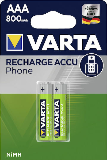Varta Accu Phone Power Επαναφορτιζόμενες Μπαταρίες AAA Ni-MH 800mAh 2τμχ