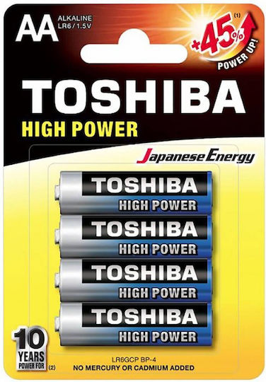 Toshiba 4 Pack Alkaline Batteries AA Red 1.5V 159938