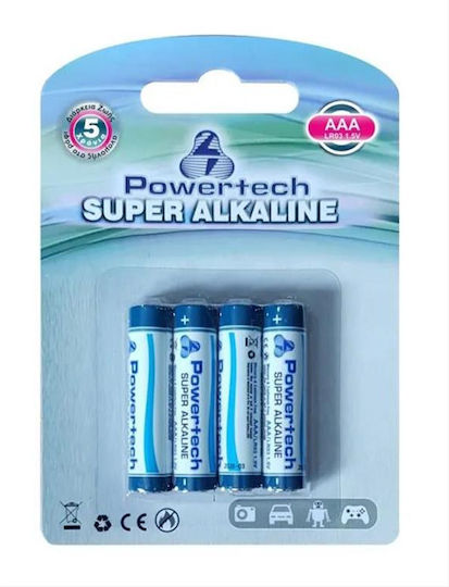 Powertech Super Αλκαλικές Μπαταρίες AAA 1.5V 4τμχ