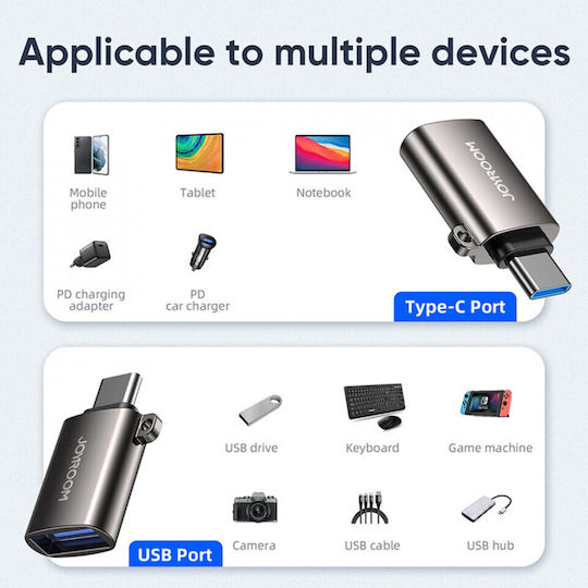 Joyroom S-H151 Converter USB-C / USB-A male to USB-C / USB-A male Gray 1pcs