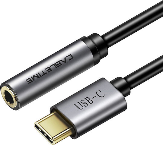 Cabletime Μετατροπέας USB-C male σε 3.5mm female Γκρι 1τμχ