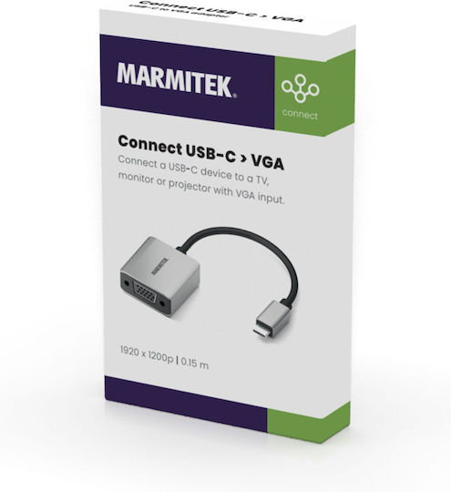 Marmitek Μετατροπέας USB-C male σε VGA female Ασημί (8370)
