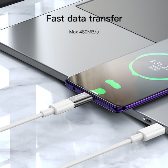 Yesido Μετατροπέας USB-C male σε Lightning female Γκρι 1τμχ