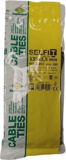 Sapiselco Кабелни Аксесоари Пластмасови 250mmx3.5mm в Черен Цвят 100 бр SEL.3.216