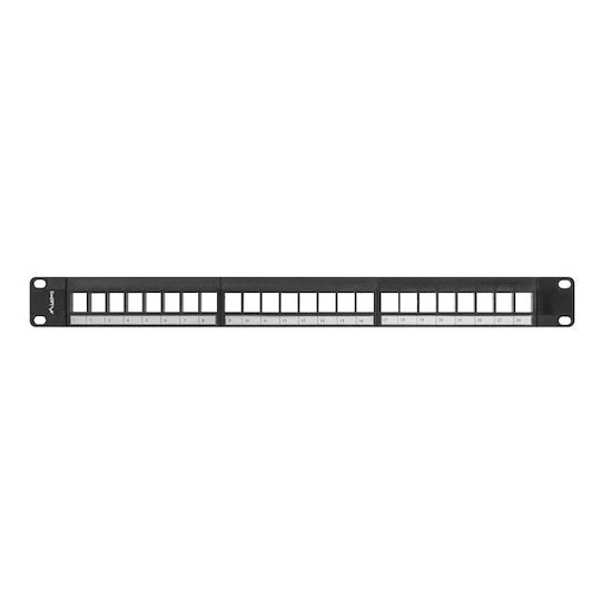 Lanberg Patch Panel Keystone for Rack 1U 19" with 24 Ports Black