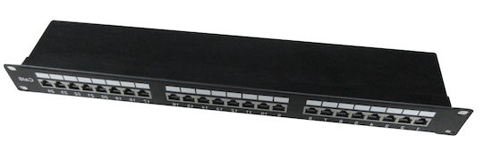 Gembird Patch Panel Shielded για Rack 1U 19" 24 Θυρών cat6 Μαύρο