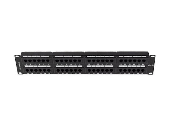 Lanberg Patch Panel για Rack 2U 19" 48 Θυρών cat5e Μαύρο
