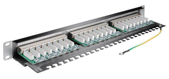 Goobay Shielded Patch Panel for Rack 19" with 24 Ports Black