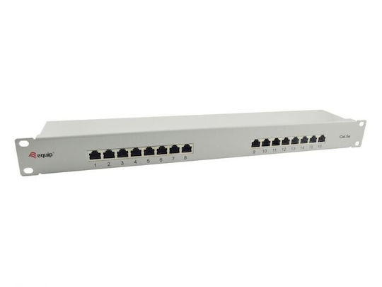 Equip Patch Panel Shielded για Rack 2U 19" 16 Θυρών cat5e Γκρι