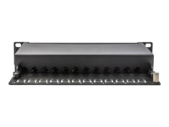 Digitus Екраниран пач панел за рафт 1U 10" 12 порта Черен