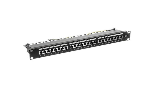Digitus Panou Patch Ecranat pentru Rack 1U 19" 24 Porturi cat6 Negru