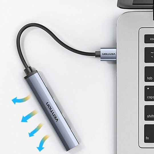 Vention USB Хъб 4 Порта USB 3.0 с USB-A Връзка Сив