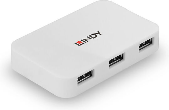 Lindy Hub 4 Θυρών USB 3.0 με σύνδεση USB-A Λευκό