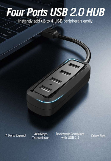 Vention USB 2.0 4 Port Hub with USB-A Connection