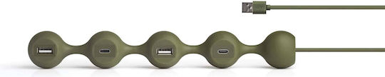 Lexon Peas Hub 4 Θυρών USB 2.0 με σύνδεση USB-A Μπλε