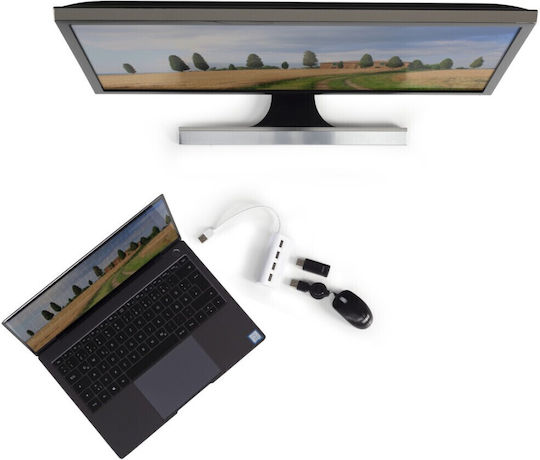 HAMA Hub 4 Θυρών USB 2.0 με σύνδεση USB-A Λευκό