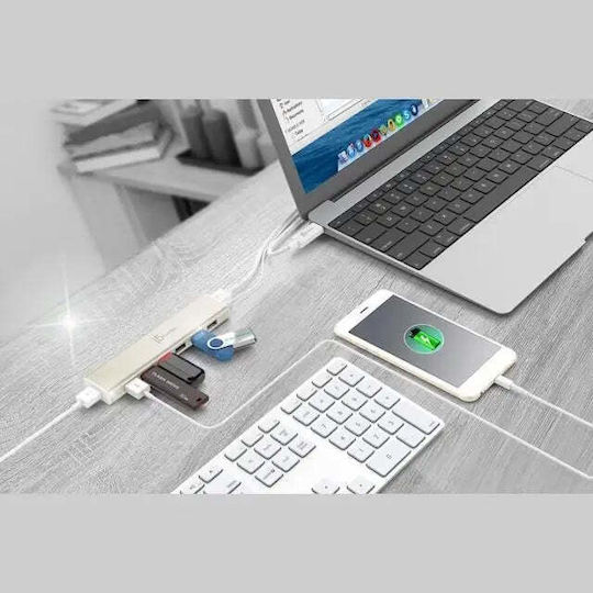 J5create Hub 7 Θυρών USB 3.1 με σύνδεση USB-C Λευκό