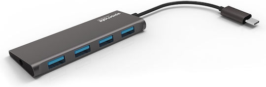 Promate SyncHub-C4 Hub 4 Θυρών USB 3.2 με σύνδεση USB-C Γκρι