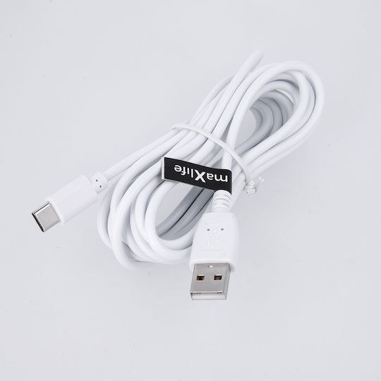 Maxlife USB 2.0 Cable USB-C Male - USB-A White 1m
