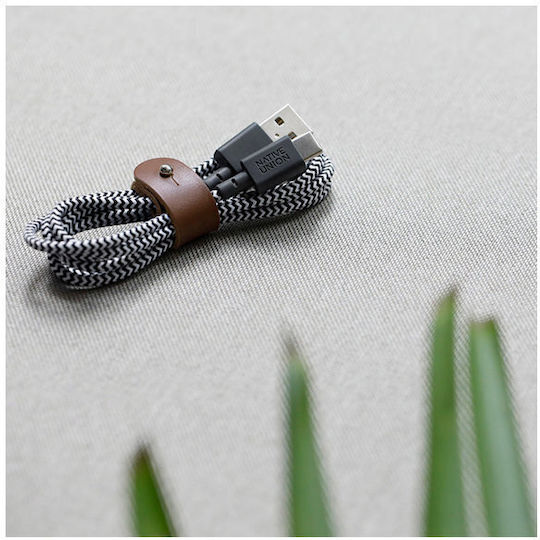 Native Union Union Belt Braided USB 2.0 Cable USB-C male - USB-A Γκρι 1.2m BELT-AC-ZEB-NP