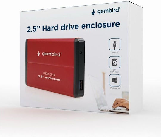 Gembird Θήκη για Σκληρό Δίσκο 2.5" SATA III με σύνδεση USB 3.0 σε Κόκκινο χρώμα