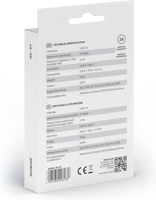 Savio Θήκη για Σκληρό Δίσκο M.2 SATA III NVME με σύνδεση Type-C σε Γκρι χρώμα