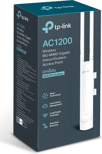TP-LINK EAP225-Outdoor v3 Външна Точка за Достъп Wi-Fi 5 Двулентов (2.4 и 5GHz) Единичен Комплект