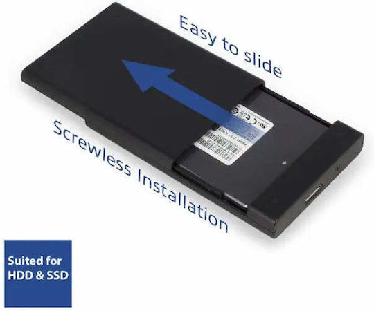 Intronics Твърд диск кутия 2.5" SATA III с връзка USB 3.2 в Черен цвят
