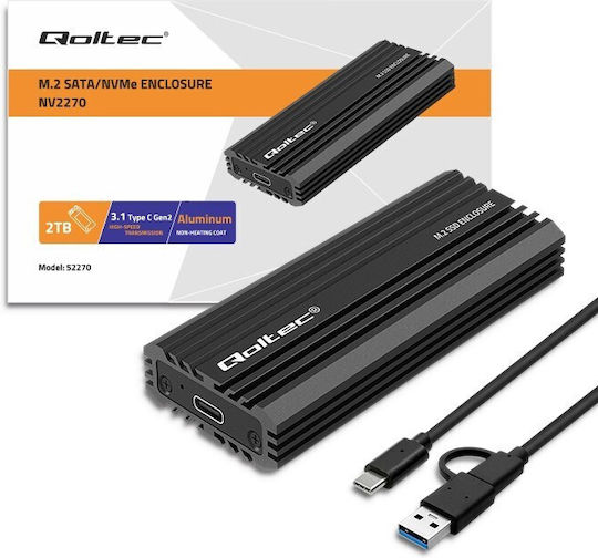 Qoltec Case for Hard Drive M.2 SATA III with Connection SATA Type-C