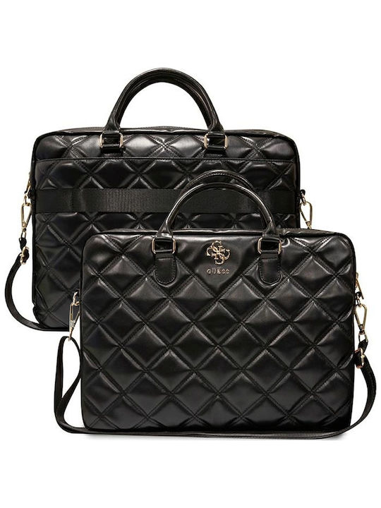 Guess Quilted 4G Чанта за Рамо / Ръчна за лаптоп 15" в Черен цвят